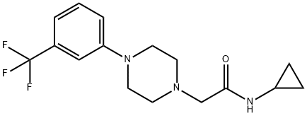 N-cyclopropyl-2-[4-[3-(trifluoromethyl)phenyl]piperazin-1-yl]acetamide Struktur