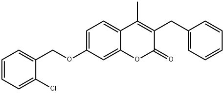 3-benzyl-7-[(2-chlorophenyl)methoxy]-4-methylchromen-2-one Struktur