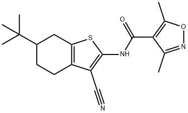 N-(6-tert-butyl-3-cyano-4,5,6,7-tetrahydro-1-benzothiophen-2-yl)-3,5-dimethyl-1,2-oxazole-4-carboxamide Struktur