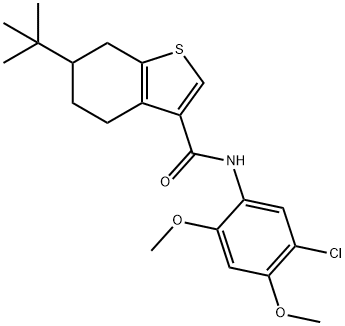 6-tert-butyl-N-(5-chloro-2,4-dimethoxyphenyl)-4,5,6,7-tetrahydro-1-benzothiophene-3-carboxamide Struktur