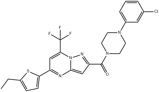 [4-(3-chlorophenyl)piperazin-1-yl]-[5-(5-ethylthiophen-2-yl)-7-(trifluoromethyl)pyrazolo[1,5-a]pyrimidin-2-yl]methanone Struktur