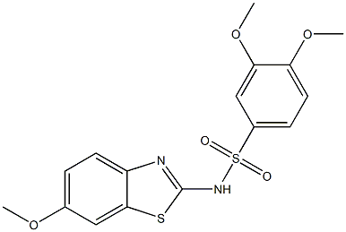 3,4-dimethoxy-N-(6-methoxy-1,3-benzothiazol-2-yl)benzenesulfonamide Struktur