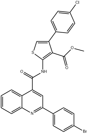 methyl 2-[[2-(4-bromophenyl)quinoline-4-carbonyl]amino]-4-(4-chlorophenyl)thiophene-3-carboxylate Struktur