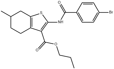 propyl 2-[(4-bromobenzoyl)amino]-6-methyl-4,5,6,7-tetrahydro-1-benzothiophene-3-carboxylate Struktur