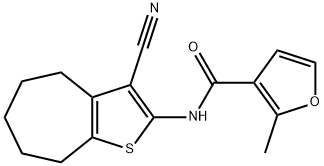 N-(3-cyano-5,6,7,8-tetrahydro-4H-cyclohepta[b]thiophen-2-yl)-2-methylfuran-3-carboxamide Struktur