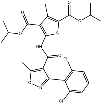 dipropan-2-yl 5-[[3-(2,6-dichlorophenyl)-5-methyl-1,2-oxazole-4-carbonyl]amino]-3-methylthiophene-2,4-dicarboxylate Struktur