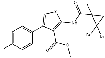 methyl 2-[(2,2-dibromo-1-methylcyclopropanecarbonyl)amino]-4-(4-fluorophenyl)thiophene-3-carboxylate Struktur