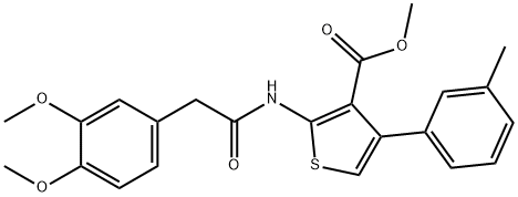 methyl 2-[[2-(3,4-dimethoxyphenyl)acetyl]amino]-4-(3-methylphenyl)thiophene-3-carboxylate Struktur