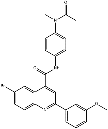 N-[4-[acetyl(methyl)amino]phenyl]-6-bromo-2-(3-methoxyphenyl)quinoline-4-carboxamide Struktur