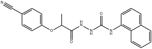 1-[2-(4-cyanophenoxy)propanoylamino]-3-naphthalen-1-ylurea Struktur