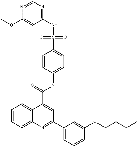 2-(3-butoxyphenyl)-N-[4-[(6-methoxypyrimidin-4-yl)sulfamoyl]phenyl]quinoline-4-carboxamide Struktur