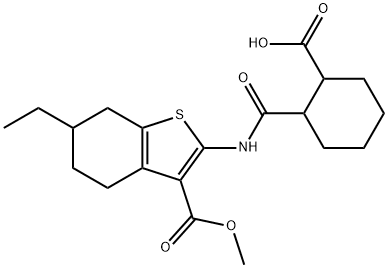 2-[(6-ethyl-3-methoxycarbonyl-4,5,6,7-tetrahydro-1-benzothiophen-2-yl)carbamoyl]cyclohexane-1-carboxylic acid Struktur