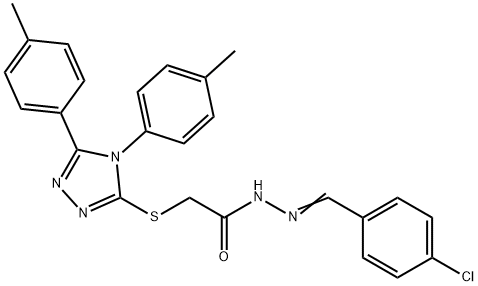 2-[[4,5-bis(4-methylphenyl)-1,2,4-triazol-3-yl]sulfanyl]-N-[(E)-(4-chlorophenyl)methylideneamino]acetamide Struktur