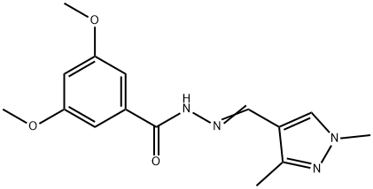 N-[(Z)-(1,3-dimethylpyrazol-4-yl)methylideneamino]-3,5-dimethoxybenzamide Struktur