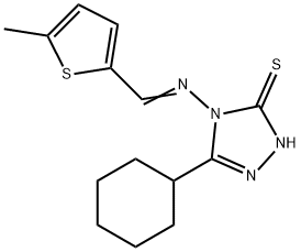 3-cyclohexyl-4-[(E)-(5-methylthiophen-2-yl)methylideneamino]-1H-1,2,4-triazole-5-thione Struktur