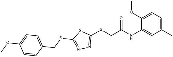 N-(2-methoxy-5-methylphenyl)-2-[[5-[(4-methoxyphenyl)methylsulfanyl]-1,3,4-thiadiazol-2-yl]sulfanyl]acetamide Struktur