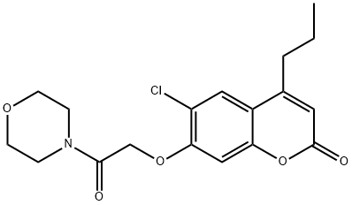 6-chloro-7-(2-morpholin-4-yl-2-oxoethoxy)-4-propylchromen-2-one Struktur