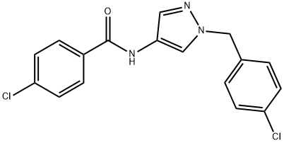 4-chloro-N-[1-[(4-chlorophenyl)methyl]pyrazol-4-yl]benzamide Struktur