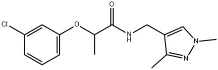 2-(3-chlorophenoxy)-N-[(1,3-dimethylpyrazol-4-yl)methyl]propanamide Struktur