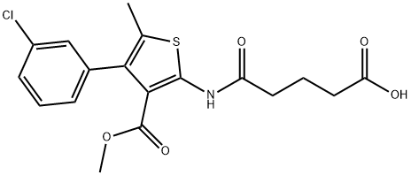 5-[[4-(3-chlorophenyl)-3-methoxycarbonyl-5-methylthiophen-2-yl]amino]-5-oxopentanoic acid Struktur