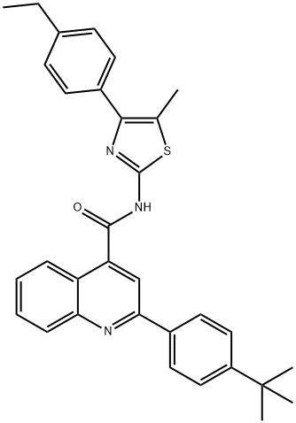 2-(4-tert-butylphenyl)-N-[4-(4-ethylphenyl)-5-methyl-1,3-thiazol-2-yl]quinoline-4-carboxamide Struktur