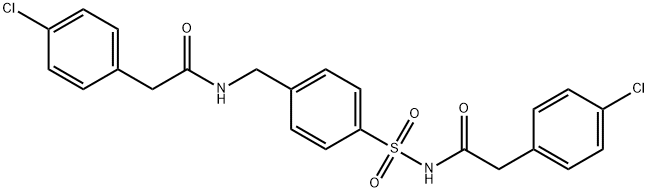 2-(4-chlorophenyl)-N-[[4-[[2-(4-chlorophenyl)acetyl]sulfamoyl]phenyl]methyl]acetamide Struktur