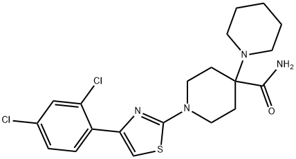 1-[4-(2,4-dichlorophenyl)-1,3-thiazol-2-yl]-4-piperidin-1-ylpiperidine-4-carboxamide Struktur