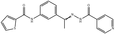 N-[(E)-1-[3-(thiophene-2-carbonylamino)phenyl]ethylideneamino]pyridine-4-carboxamide Struktur