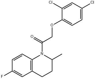 2-(2,4-dichlorophenoxy)-1-(6-fluoro-2-methyl-3,4-dihydro-2H-quinolin-1-yl)ethanone Struktur