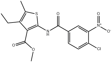 methyl 2-[(4-chloro-3-nitrobenzoyl)amino]-4-ethyl-5-methylthiophene-3-carboxylate Struktur