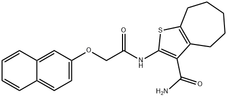 2-[(2-naphthalen-2-yloxyacetyl)amino]-5,6,7,8-tetrahydro-4H-cyclohepta[b]thiophene-3-carboxamide Struktur