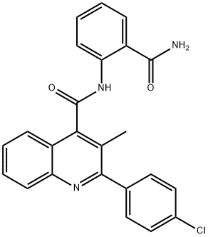 N-(2-carbamoylphenyl)-2-(4-chlorophenyl)-3-methylquinoline-4-carboxamide Struktur