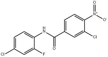 3-chloro-N-(4-chloro-2-fluorophenyl)-4-nitrobenzamide Struktur