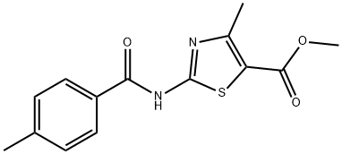 methyl 4-methyl-2-[(4-methylbenzoyl)amino]-1,3-thiazole-5-carboxylate Struktur