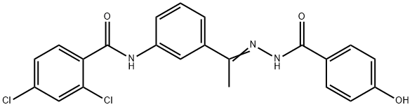 2,4-dichloro-N-[3-[(Z)-N-[(4-hydroxybenzoyl)amino]-C-methylcarbonimidoyl]phenyl]benzamide Struktur