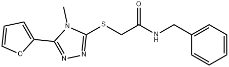 N-benzyl-2-[[5-(furan-2-yl)-4-methyl-1,2,4-triazol-3-yl]sulfanyl]acetamide Struktur