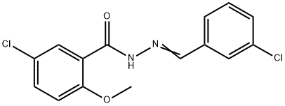 5-chloro-N-[(E)-(3-chlorophenyl)methylideneamino]-2-methoxybenzamide Struktur