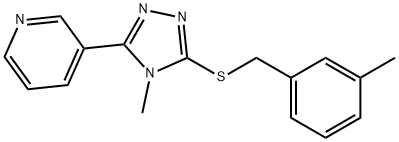 3-[4-methyl-5-[(3-methylphenyl)methylsulfanyl]-1,2,4-triazol-3-yl]pyridine Struktur