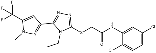 N-(2,5-dichlorophenyl)-2-[[4-ethyl-5-[1-methyl-5-(trifluoromethyl)pyrazol-3-yl]-1,2,4-triazol-3-yl]sulfanyl]acetamide Struktur