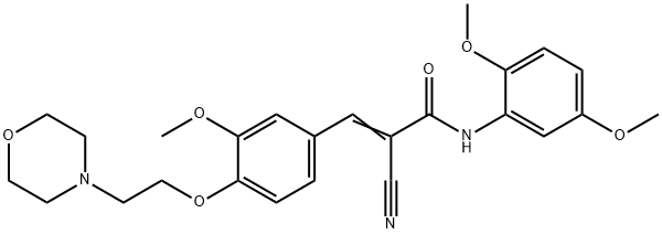 (E)-2-cyano-N-(2,5-dimethoxyphenyl)-3-[3-methoxy-4-(2-morpholin-4-ylethoxy)phenyl]prop-2-enamide Struktur