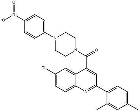 [6-chloro-2-(2,4-dimethylphenyl)quinolin-4-yl]-[4-(4-nitrophenyl)piperazin-1-yl]methanone Struktur