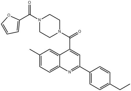 [4-[2-(4-ethylphenyl)-6-methylquinoline-4-carbonyl]piperazin-1-yl]-(furan-2-yl)methanone Struktur