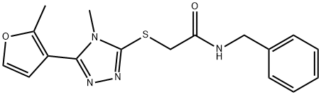 N-benzyl-2-[[4-methyl-5-(2-methylfuran-3-yl)-1,2,4-triazol-3-yl]sulfanyl]acetamide Struktur