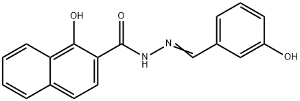 1-hydroxy-N-[(E)-(3-hydroxyphenyl)methylideneamino]naphthalene-2-carboxamide Struktur