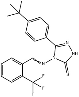 3-(4-tert-butylphenyl)-4-[(E)-[2-(trifluoromethyl)phenyl]methylideneamino]-1H-1,2,4-triazole-5-thione Struktur