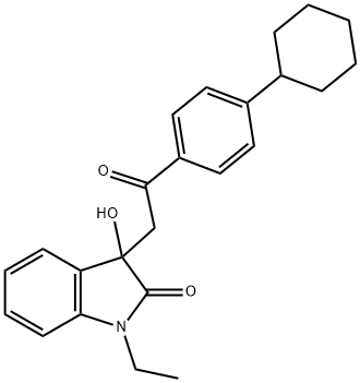 3-[2-(4-cyclohexylphenyl)-2-oxoethyl]-1-ethyl-3-hydroxyindol-2-one Struktur