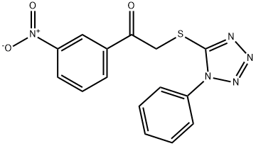 1-(3-nitrophenyl)-2-(1-phenyltetrazol-5-yl)sulfanylethanone Struktur