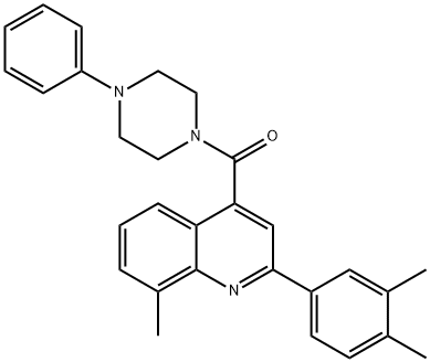 [2-(3,4-dimethylphenyl)-8-methylquinolin-4-yl]-(4-phenylpiperazin-1-yl)methanone Struktur