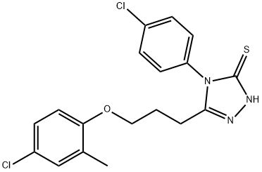 3-[3-(4-chloro-2-methylphenoxy)propyl]-4-(4-chlorophenyl)-1H-1,2,4-triazole-5-thione Struktur