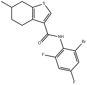 N-(2-bromo-4,6-difluorophenyl)-6-methyl-4,5,6,7-tetrahydro-1-benzothiophene-3-carboxamide Struktur